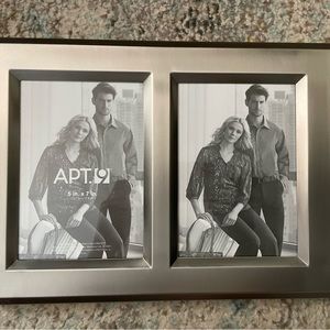 apt 9 Silver metal double picture photo frame hold 2 - 5" x 7" photos